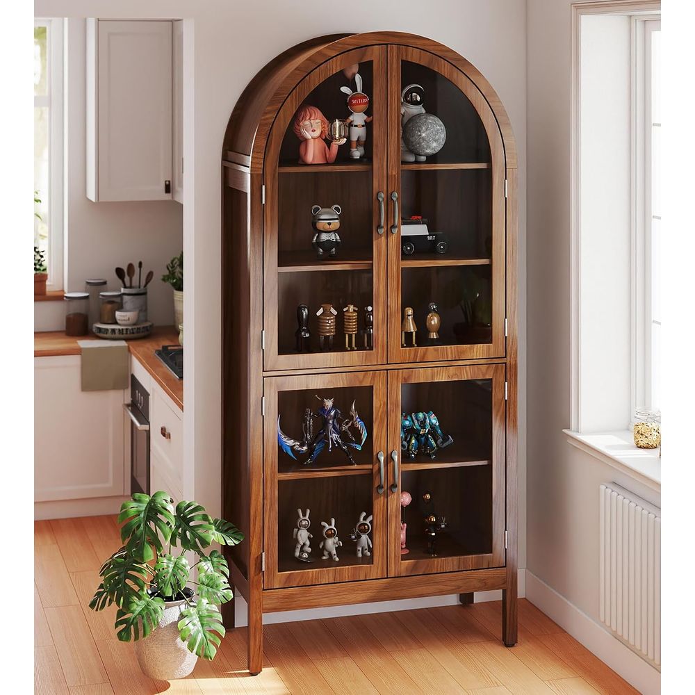 Display Case Acrylic - 70.9 Tall Walnut Acrylic Glass Display