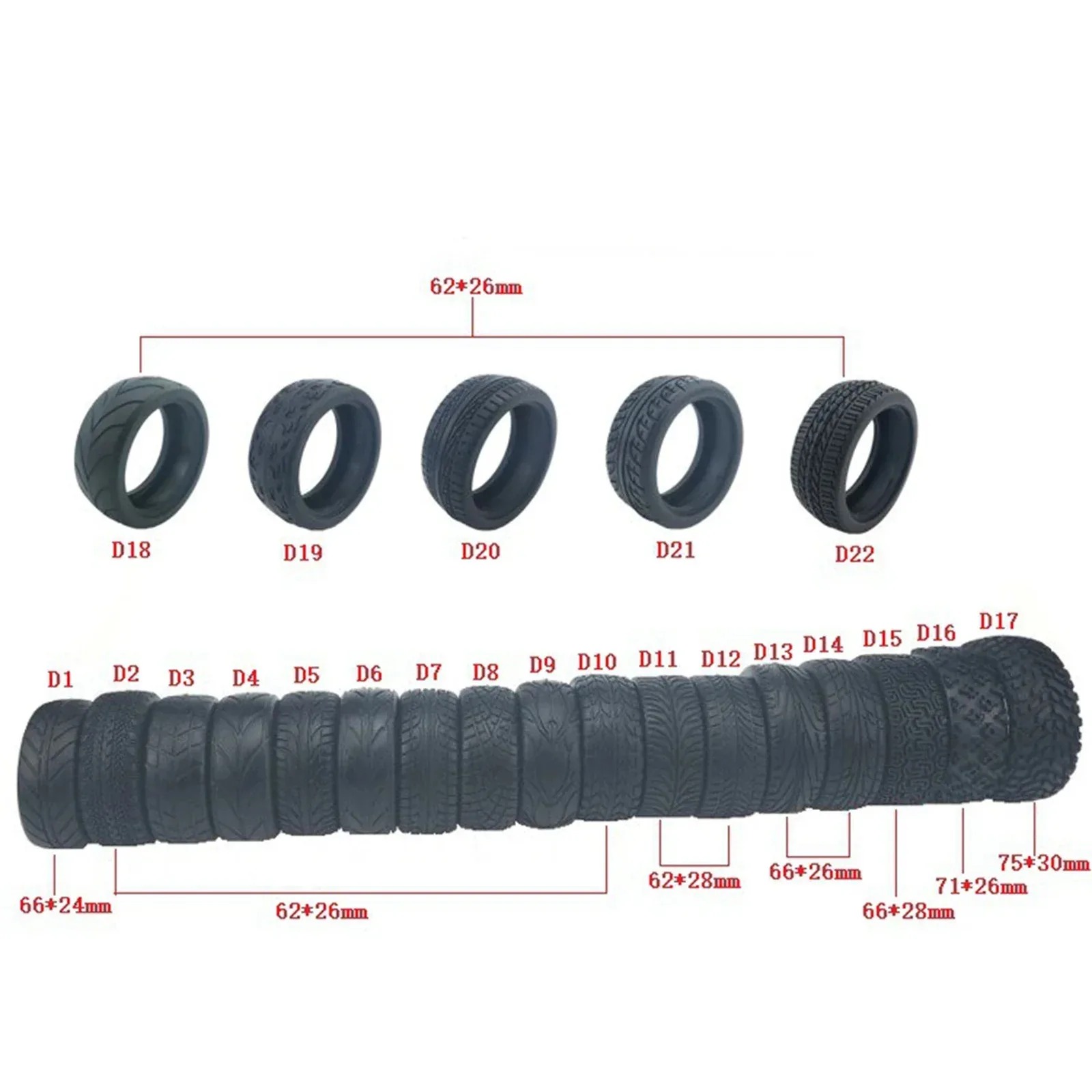4Pcs High Grip Soft Tires for  - Tamiya Model Rc Car 评论和价格